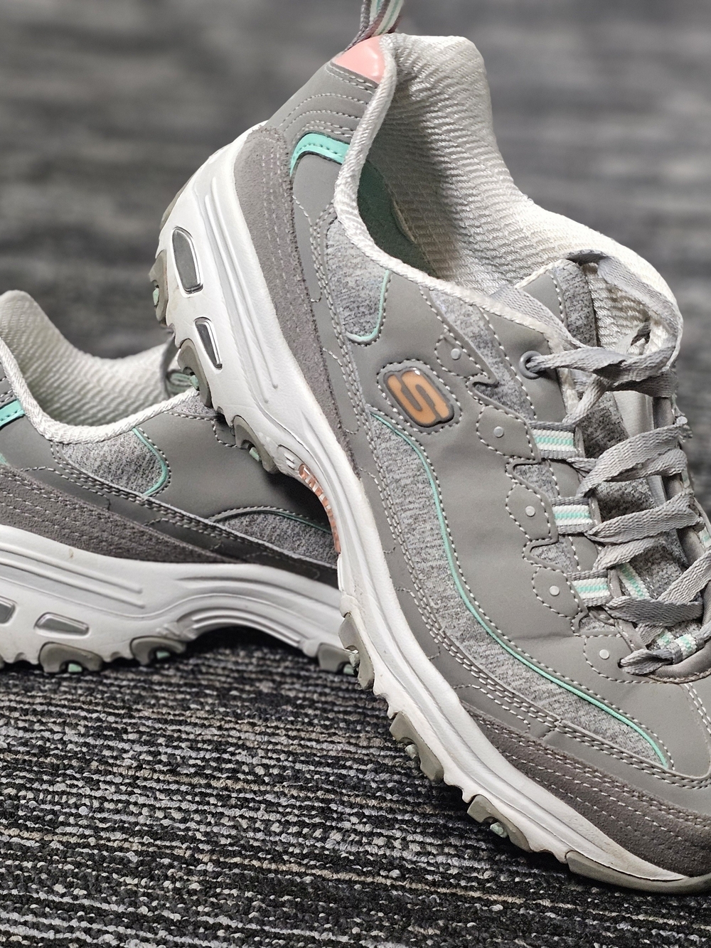 Skechers Women’s Gray Athletic Sneakers with Mint Accents